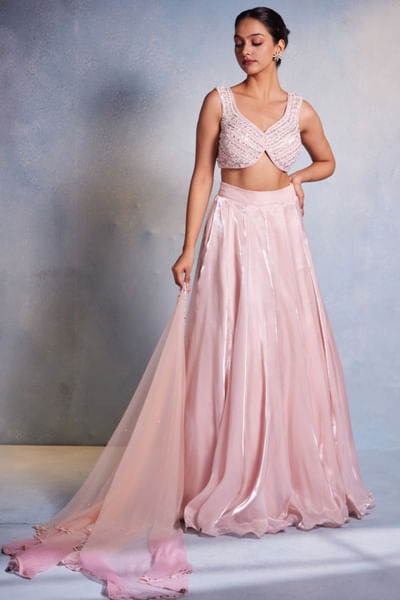 Blush pink italian lehenga set