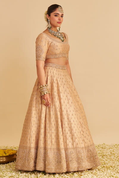 Gold zardozi embroidered lehenga set