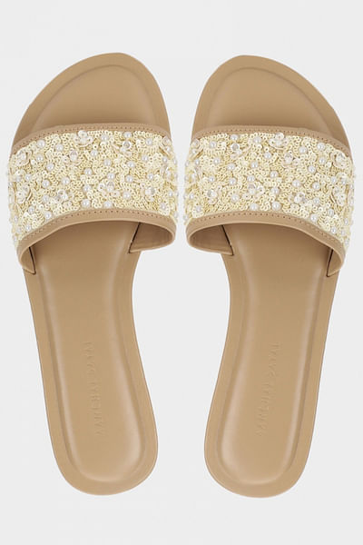 Ivory pearl embellished sliders