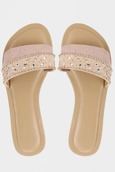 Blush mirror embellished sliders