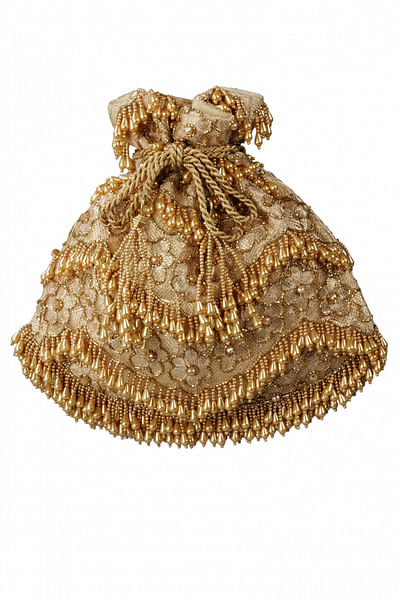 Gold bead embellished potli  bag