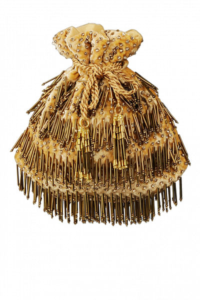 Gold tassel embellished potli bag