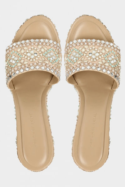 Pearl and gota embellished wedges