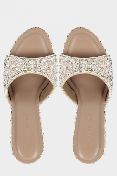 Silver pearl embellished wedges