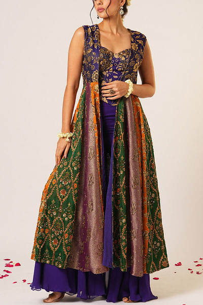 Violet embroidered corset and pants