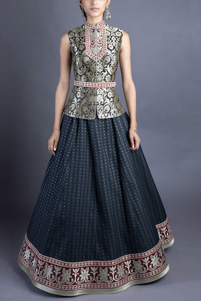 Black skirt and waistcoat