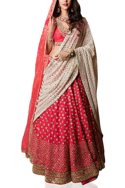 Pink sequin embellished lehenga set