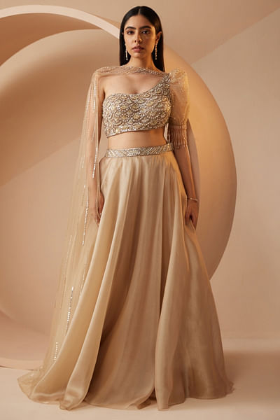 Gold embroidered lehenga set