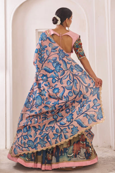 AAMRA BY LAVANYA Blue Pichwai kalamkari lehenga set AAMRJUL26D148760
