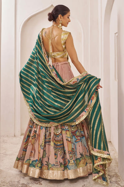 AAMRA BY LAVANYA Pink embroidered kalamkari lehenga set AAMRJUL26D148761