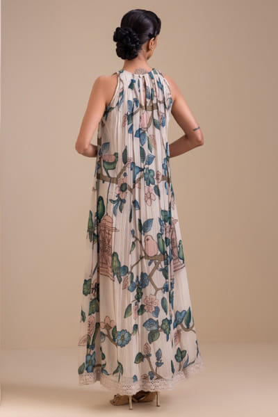 AAMRA BY LAVANYA Ivory embroidered kalamkari maxi dress AAMRJUN26D147252