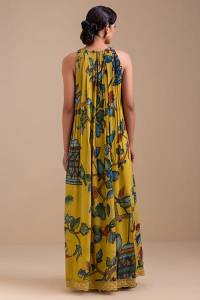 AAMRA BY LAVANYA Ochre kalamkari embroidered maxi dress AAMRJUN26D147253