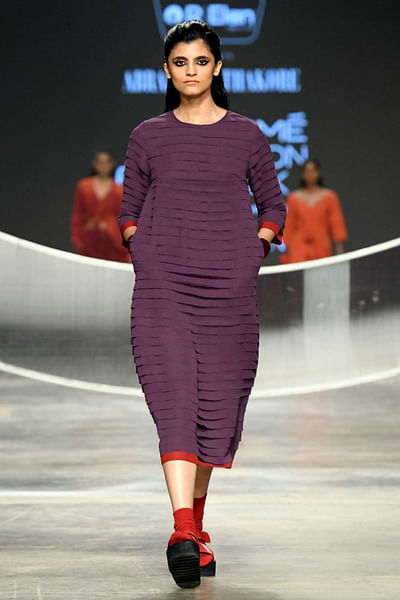 Aubergine detailed dress