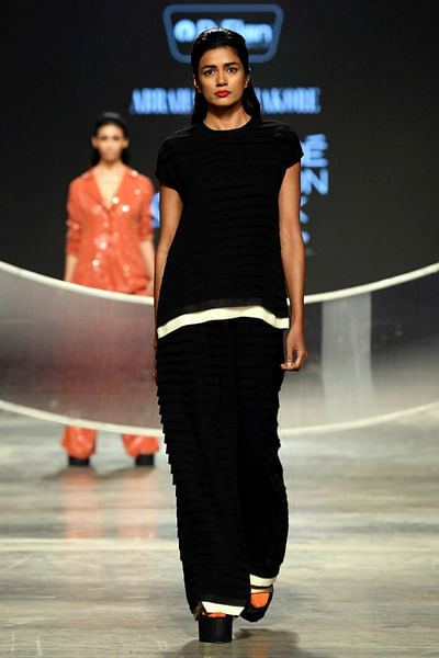 Black pleated tunic and pants
