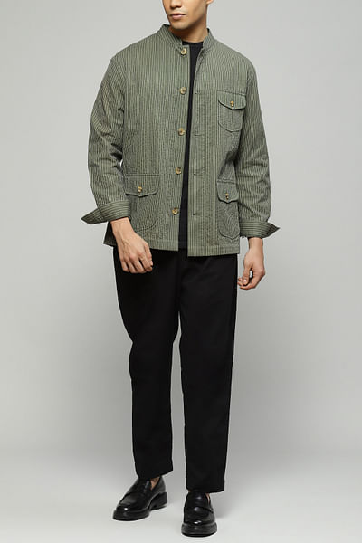 Seagrass trapunto embroidered jacket