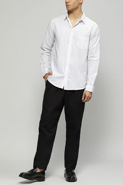 White linear embroidered shirt