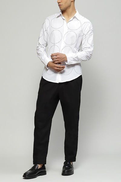 White hand-embroidered cambric shirt