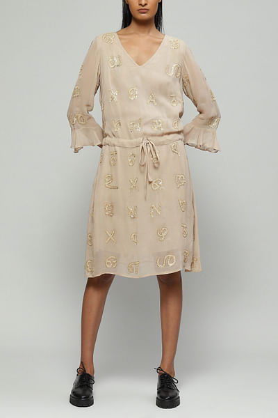 Beige embroidered dress