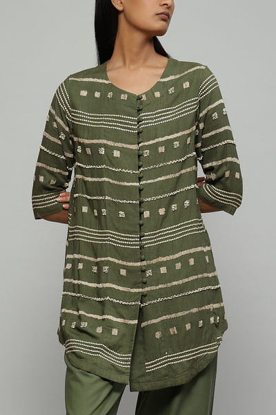Green embroidered top