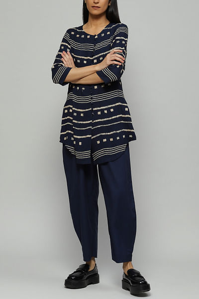Blue embroidered top