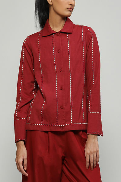 Red cotton woollen jacket