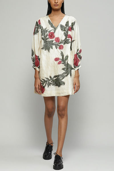 White printed cotton kurta