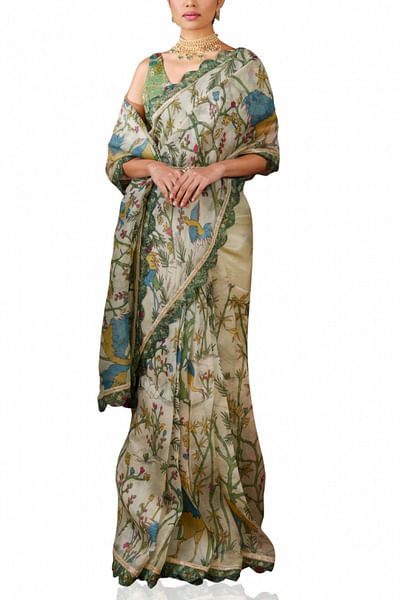 Handwoven kalamkari sari set