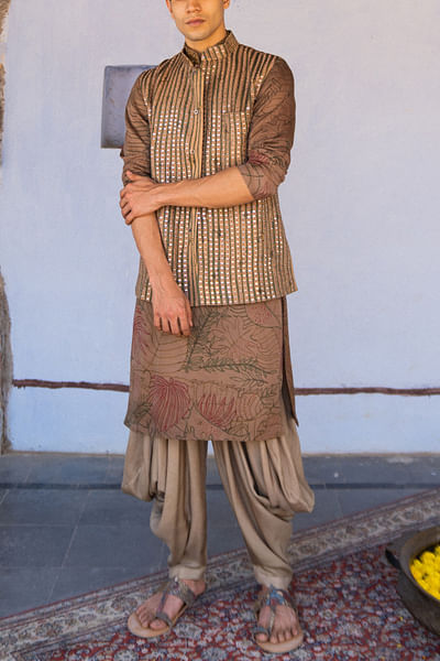 Kalamkari painted jacket and kurta set