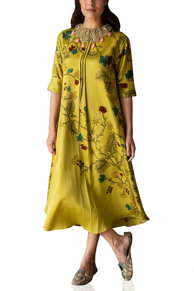 Mustard kalamkari dress