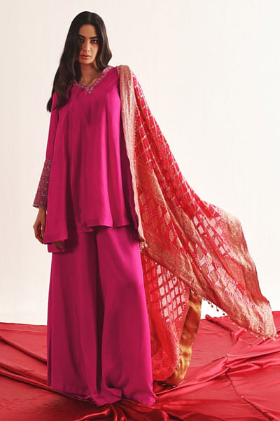 Pink marodi work kurta set