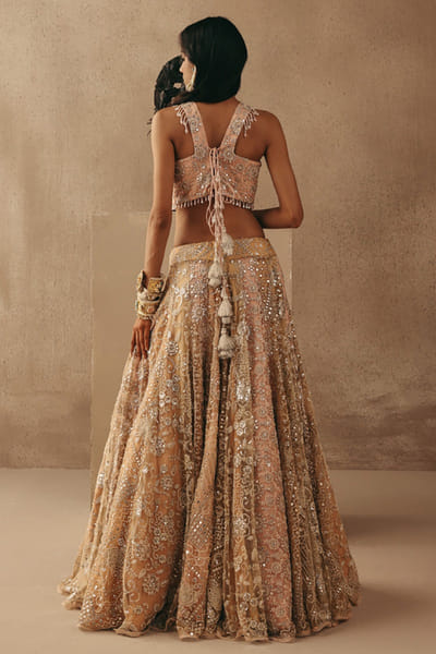 Twenty Nine Blush peach and gold mirror lehenga set TWENJUN26D347618