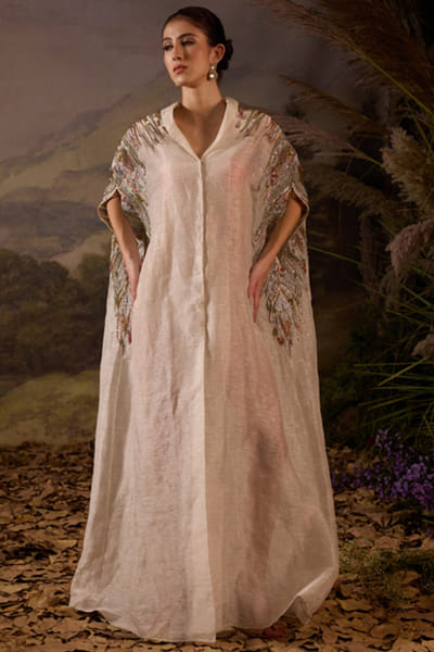 Ivory embroidered oversized dress