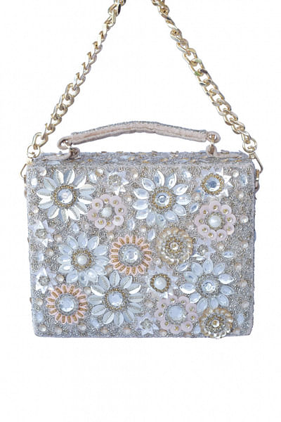 Pastel embroidered clutch bag