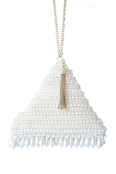 Adora by Ankita Cream embellished pyramid bag ADA20PBCPPB