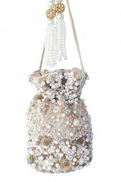 Gold pearl embellished potli bag