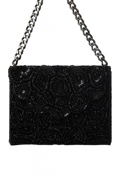 Black embellished clutch bag