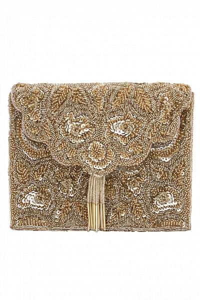 Sequin bag with scallop flap
