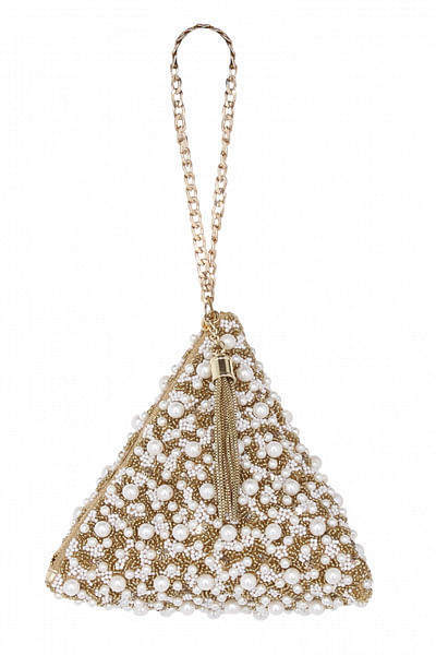 Pearl embellished triangle bag