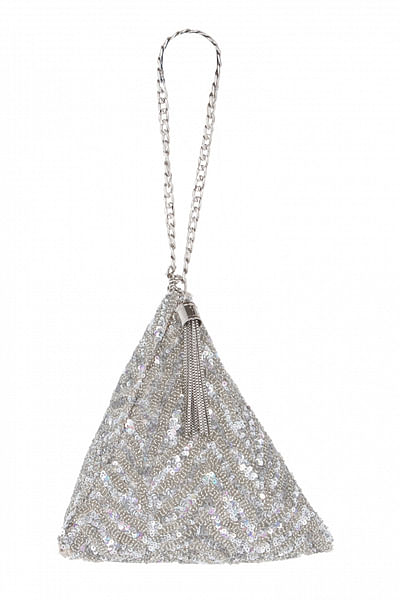 Sequin embellished triangle bag