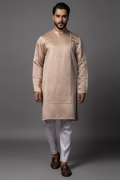 Dusty pink pintuck kurta set