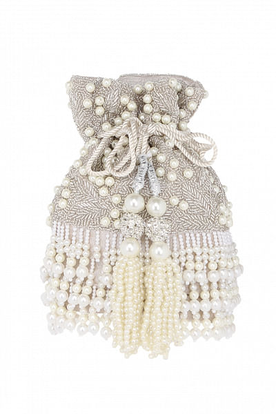 Pearl embellished flapper bag
