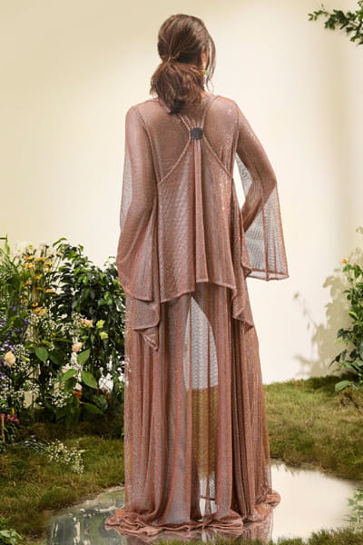Esha Sethi Thirani Rose gold rhinestone kaftan set ESHAMAY26D144288