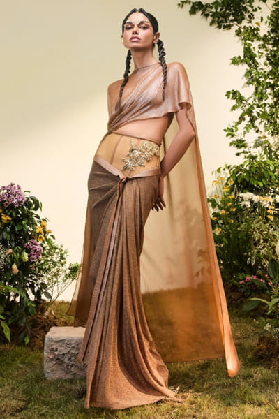 Esha Sethi Thirani Copper embroidered top and pant set ESHAMAY26D144289