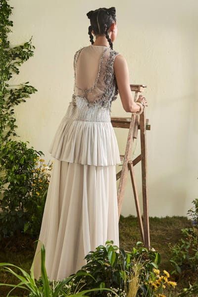 Esha Sethi Thirani Ivory chiffon tunic set ESHAMAY26D144291