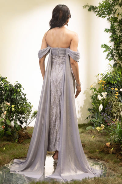 Esha Sethi Thirani Lavender chiffon pencil dress ESHAMAY26D144294