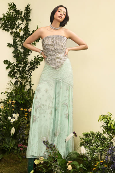 Esha Sethi Thirani Opaline 3D embroidered top and pant set ESHAMAY26D144295
