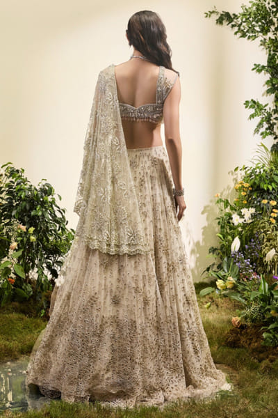 Esha Sethi Thirani Mint green cutwork sari lehenga set ESHAMAY26D144309