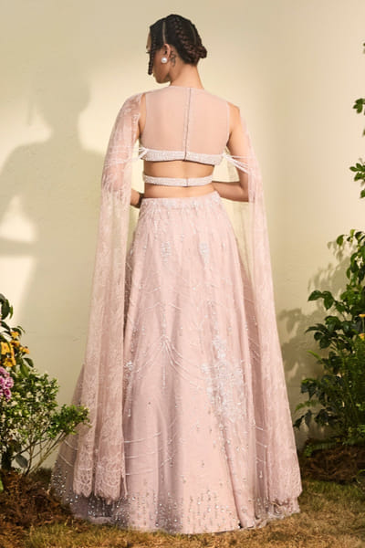 Esha Sethi Thirani Old rose crystal embellished lehenga set ESHAMAY26D144311