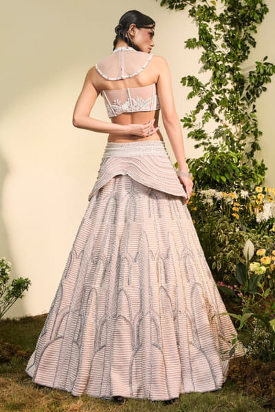 Esha Sethi Thirani Blush pink embellished corset lehenga set ESHAMAY26D144312