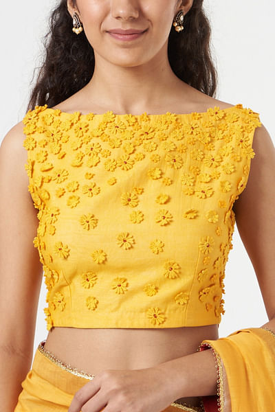 Yellow chanderi blouse